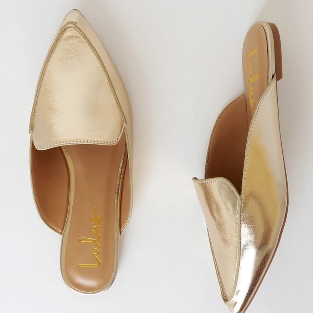 Lulu’s Joelle Gold Loafer Slides